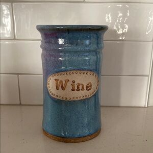 Ceramic Wine Cooler Handmade Pottery Blue Purple